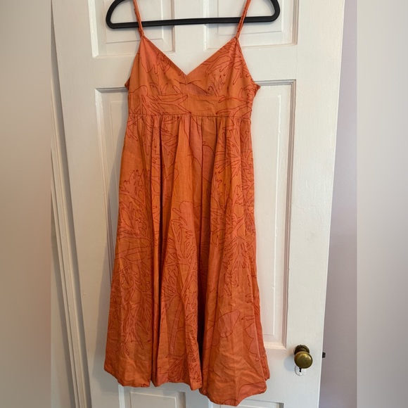 Rebecca Taylor Spaghetti Strap Printed Cotton/Silk Dress in Orange & Pink, 2 - Picture 1 of 9